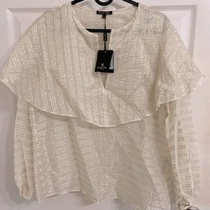 MassimoDutti STRIPED SILK BLOUSE WITH CAPELET